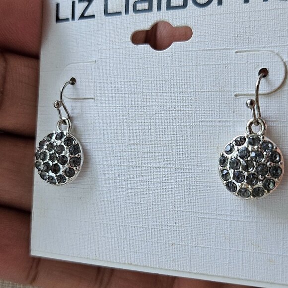 Liz Claiborne Ladies Earrings Crystals Accent Silver Tone Liz Shop Luna Jeweley - Picture 5 of 12